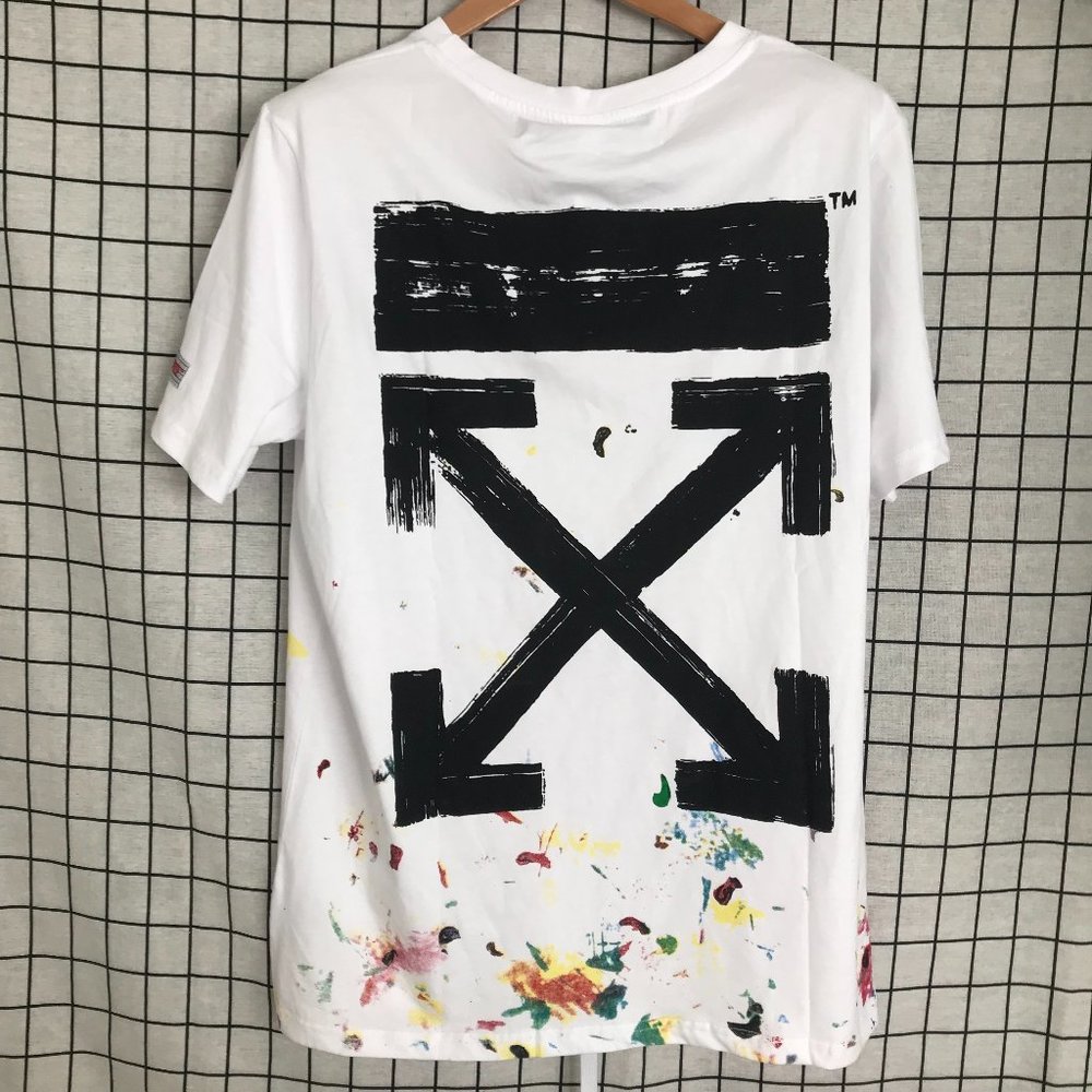 off-white white printed short sleeve T-shirt